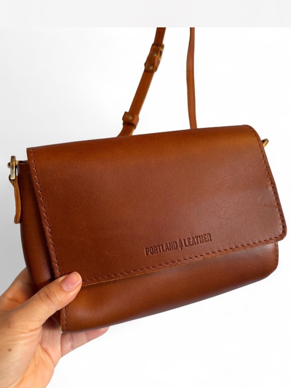 Portland Leather Cognac Brown Crossbody Bag